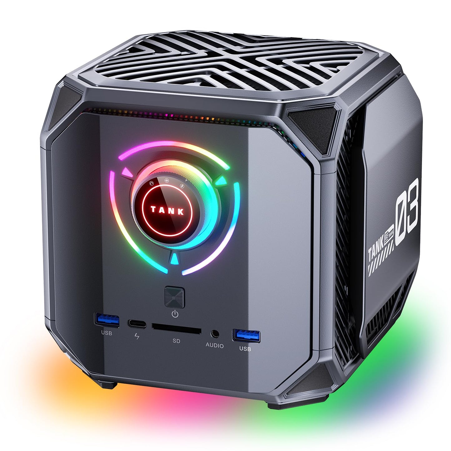 ACEMAGIC Tank03 Gaming PC Desktop, i7 12700H up to 4.7GHz, Geforce RTX 3060 12GB Mini PC Gaming 16GB DDR5 1TB NVMe SSD, 24MB Cache, WIFi6/BT5.2/USB4 Type-C/RGB Lighting/Multi-Mode/Triple Fans