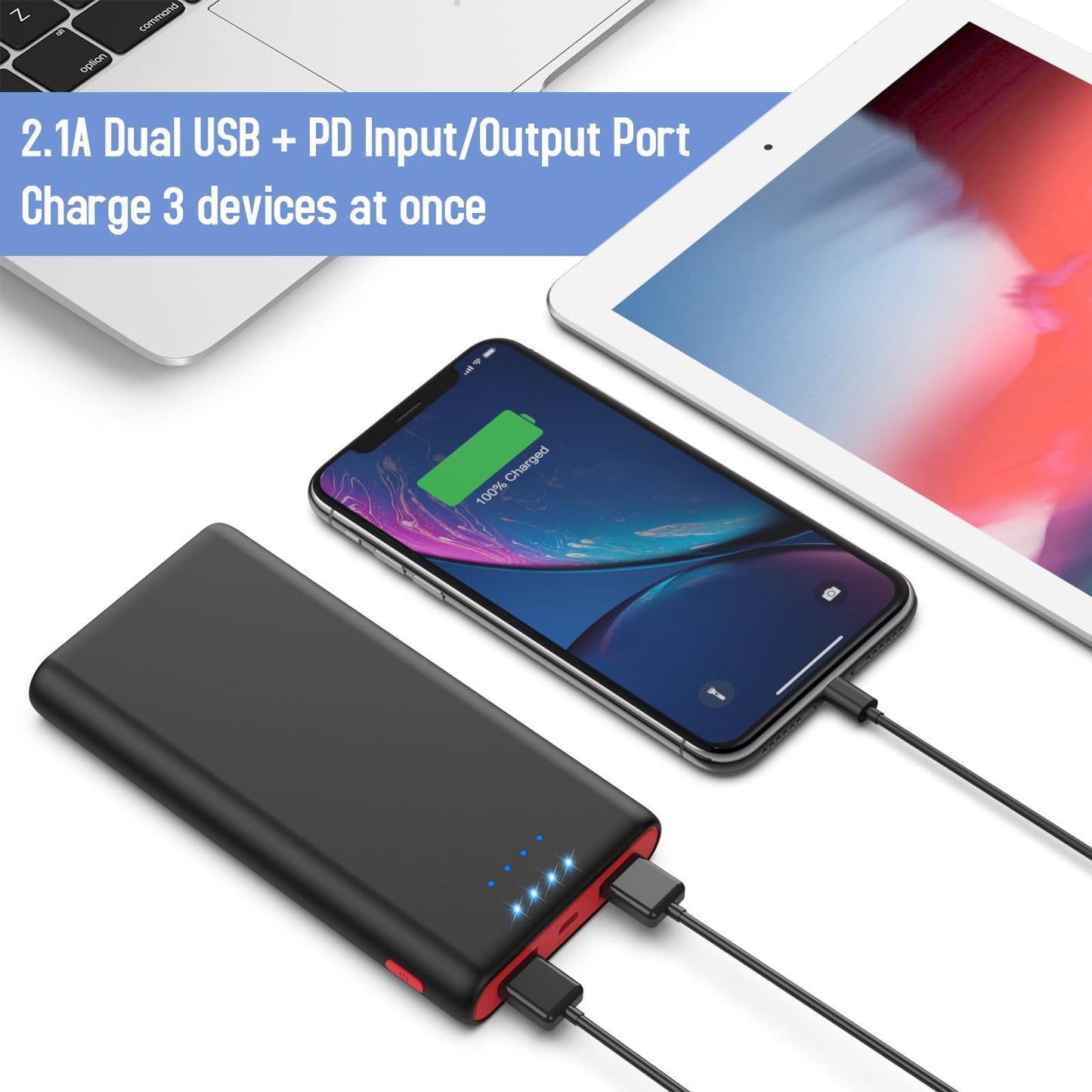 Portable Charger Power Bank 25800mAh,Ultra-High Capacity PD3.0 Fast Phone Charging with Newest Intelligent Controlling IC,3 USB Port External Cell Phone Battery Pack Compatible with iPhone,Android etc