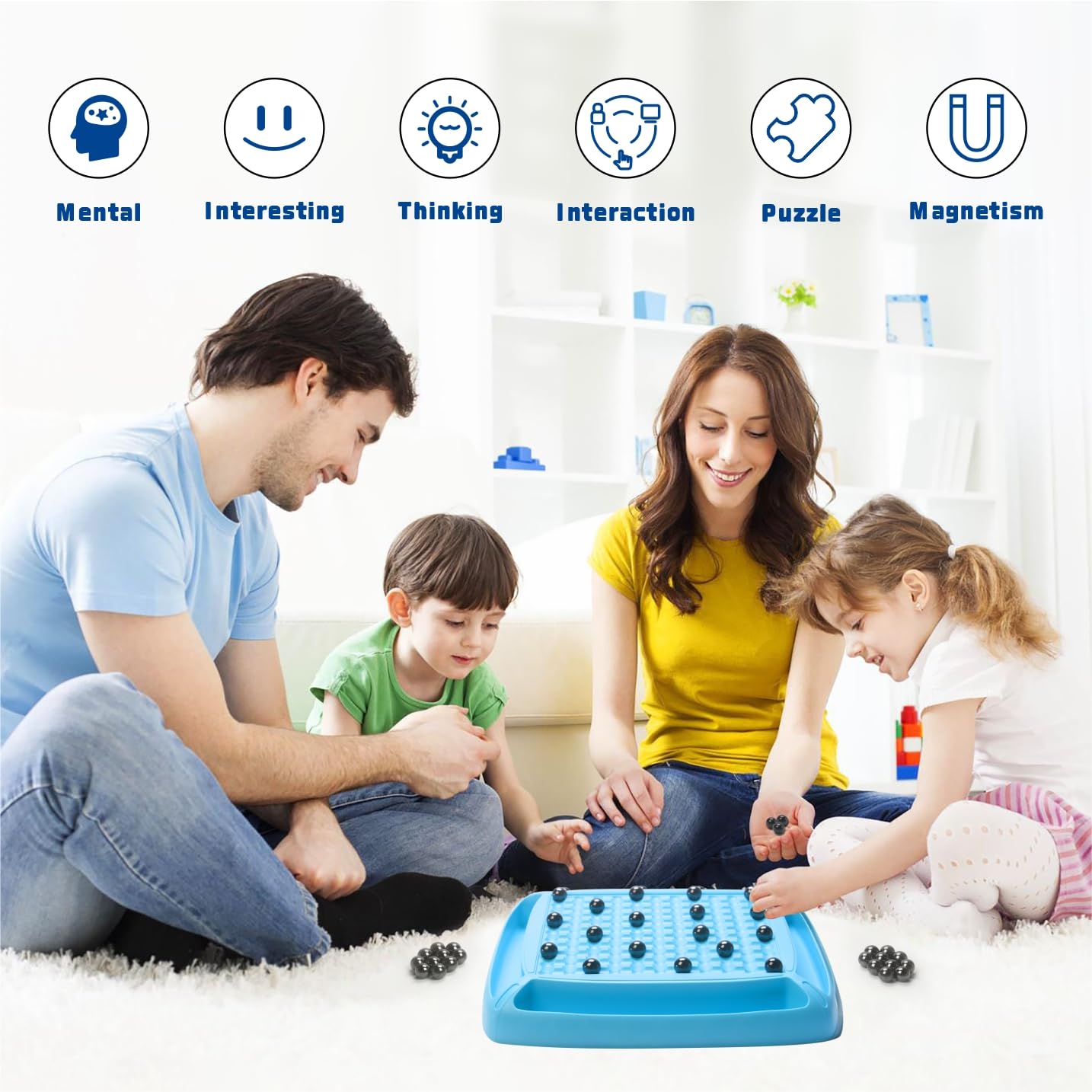 2024 New Magnetic Chess Game,Magnetic Chess Fun Family Games for Kids and Adults,Magnet Chess Game with 40Pcs Magnetic Stones,Table Top Magnetic Board Game,2-4 Players
