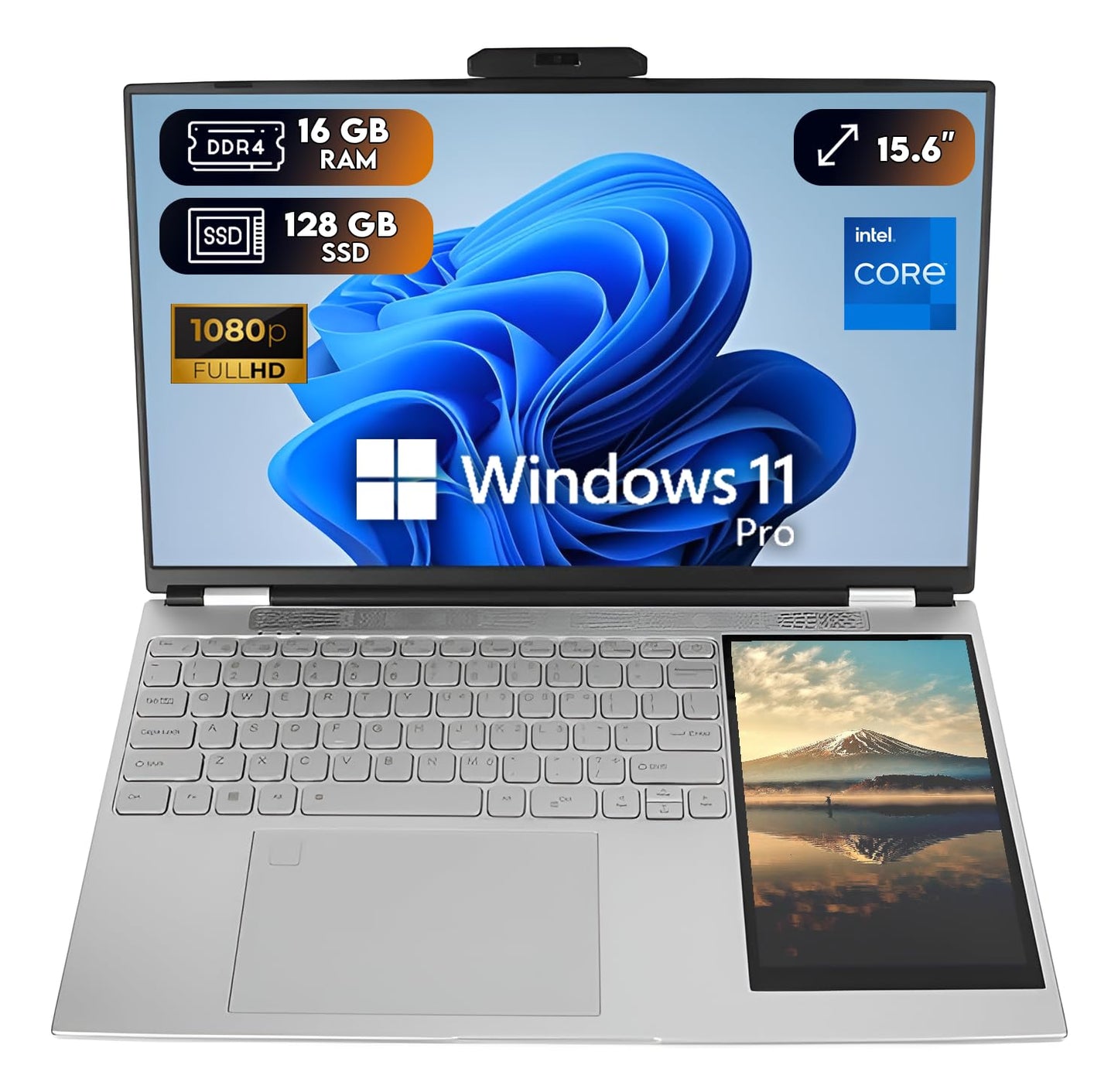 thunderb Dual Screen Laptop 15.6" + 7" | 16GB RAM | 128GB SSD | Intel Quad Core