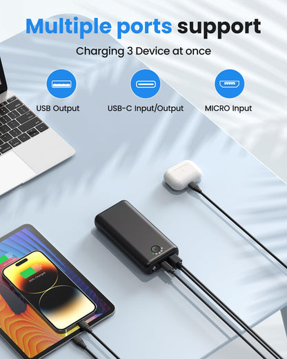 Portable Charger Power Bank 30000mAh - USB C 22.5W Fast Charging External Battery Pack Charging Bank PD QC4.0 with Flashlight 3 Outputs & 2 Inputs Phone Charger for iPhone Samsung Galaxy iPad etc