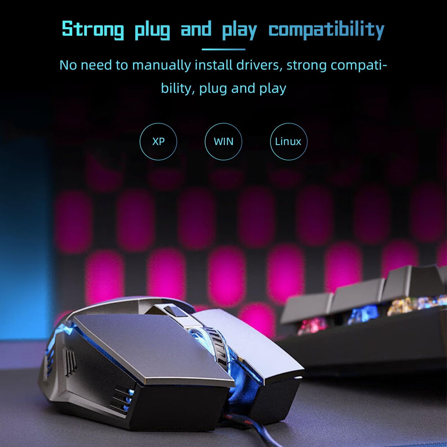 ONE-UP Wired Gaming Mouse Silent Design, Three DPI Levels, RGB Backlighting, 6 Buttons, Ergonomic Design, for Windows/Mac/Laptops, Grey