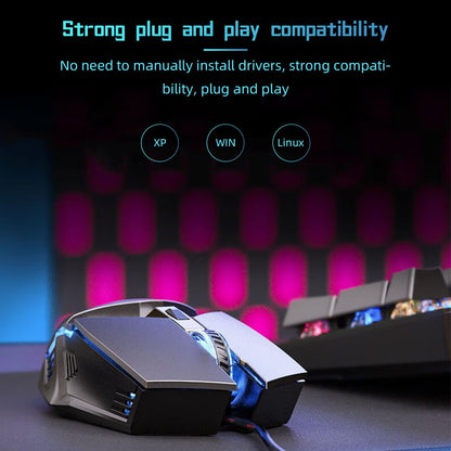 ONE-UP Wired Gaming Mouse Silent Design, Three DPI Levels, RGB Backlighting, 6 Buttons, Ergonomic Design, for Windows/Mac/Laptops, Grey