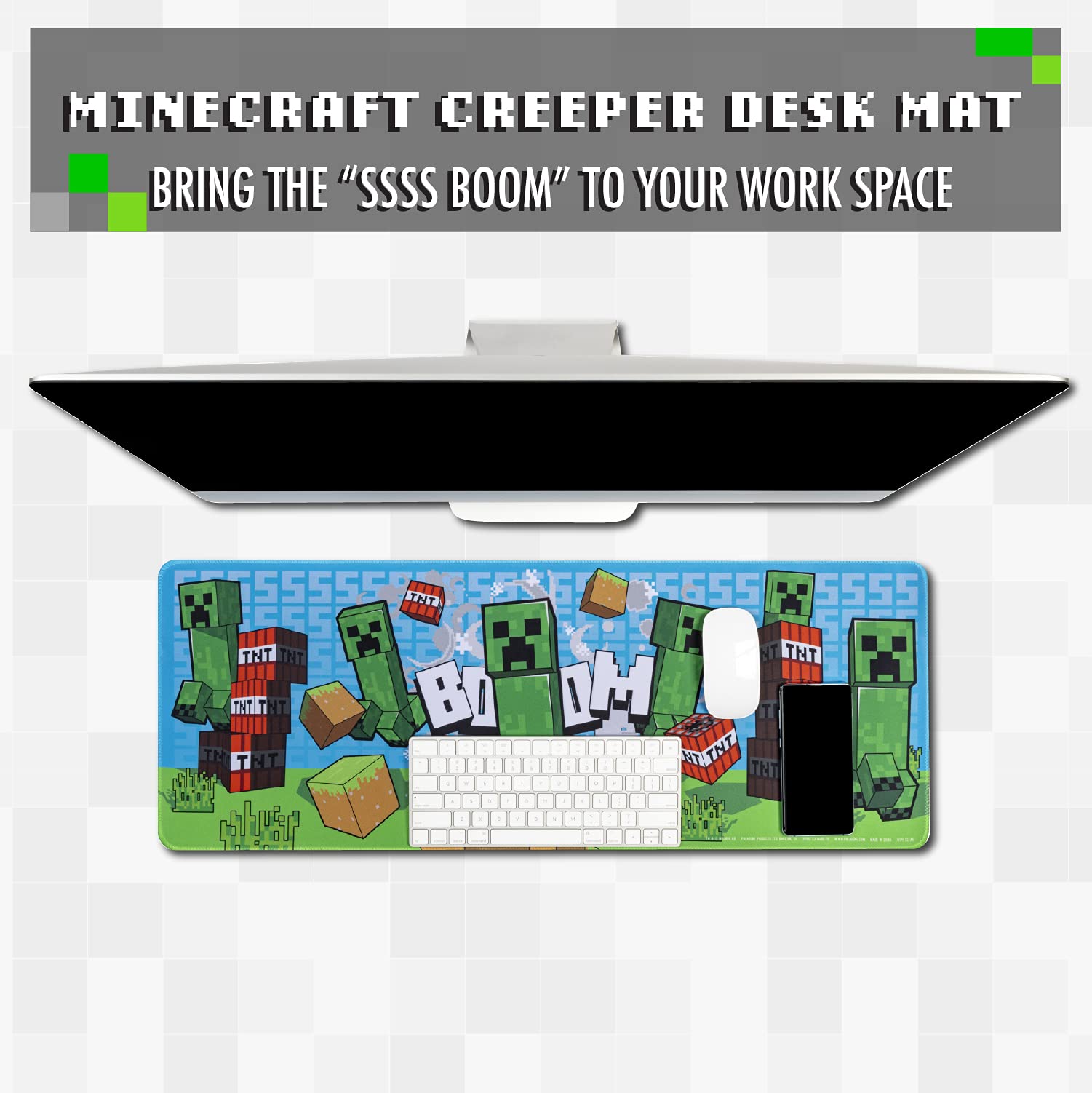 Paladone Minecraft Creeper Large Gaming Mouse Pad for Desk Keyboard Mousepad Non-Slip - amzGamess