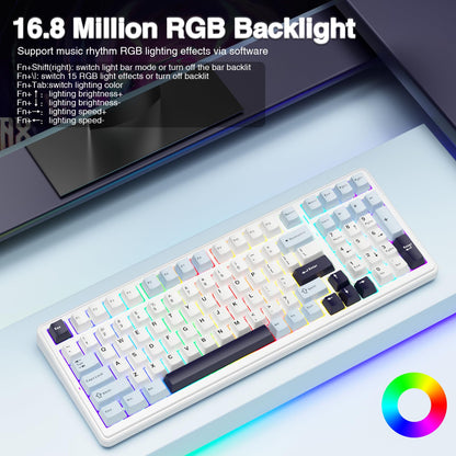 AULA F99 Wireless Mechanical Keyboard, Hot Swappable Custom Keyboard,Pre-lubed Linear Switches,Gasket Structure,RGB Backlit Gaming Keyboard (Blue&White)