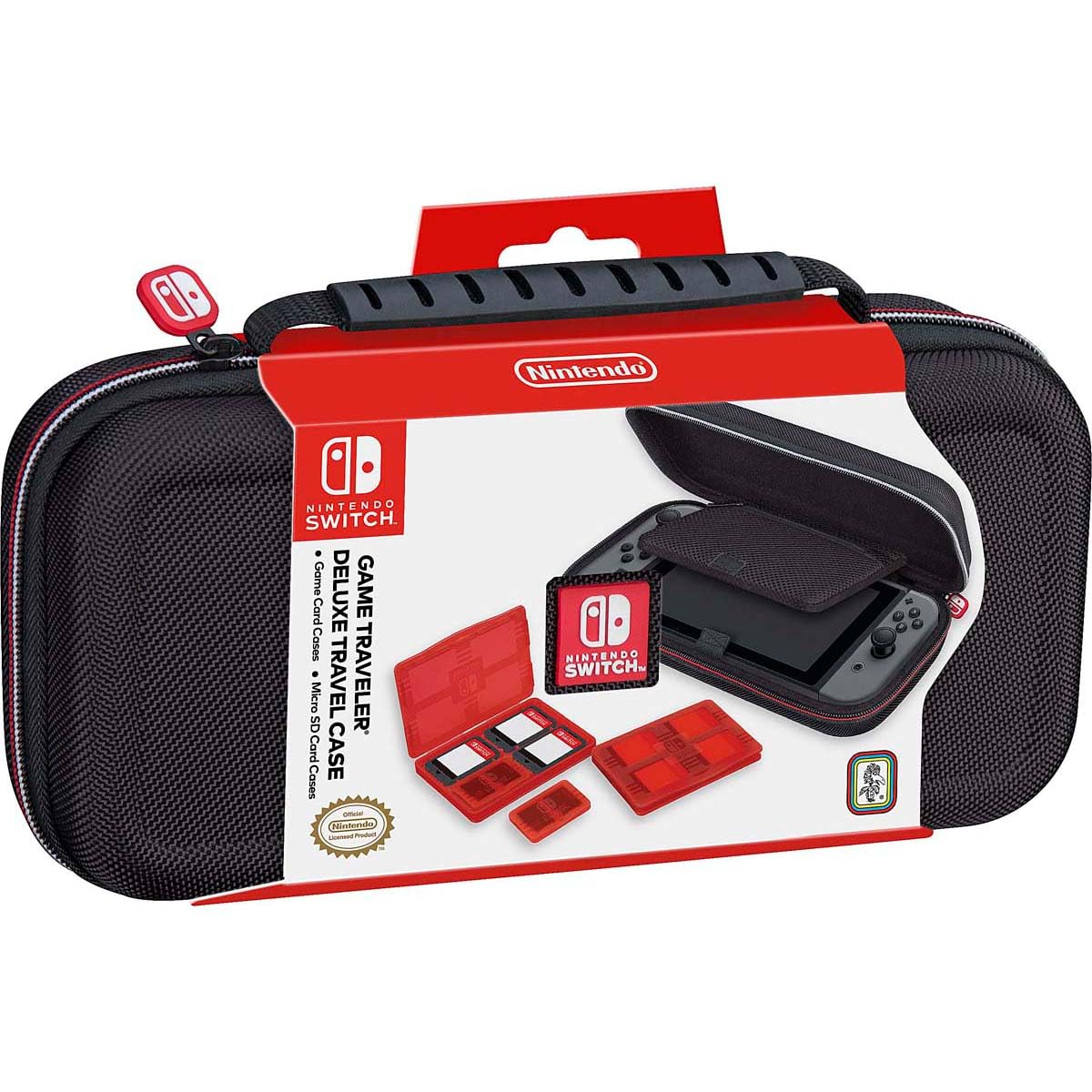 Game Traveler Nintendo Switch Deluxe OLED Case - Also for Switch & Switch Lite, Black Ballistic Nylon, Viewing Stand & Bonus Game Cases, Deluxe Handle, Licensed by Nintendo, #1 Selling Case in USA - amzGamess