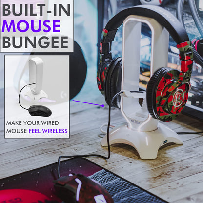 Tilted Nation RGB Headset Stand - 3 in 1 Gaming Headphone Stand for Desk with Mouse Bungee and 2 Port USB 3.0 Hub Charger - The Ultimate Gaming Accessory and Gift for Gamer - RGB Headset Holder - amzGamess
