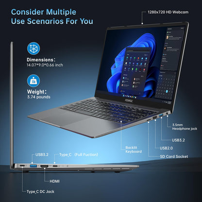 ACEMAGIC 2024 Newest Gaming Laptop with Backlit Keyboard, 16.1-inch FHD Display Laptop with AMD Ryzen 7 5700U Processor(8C/16T), 16GB RAM 512GB ROM Laptop Computer, Support WiFi 6, 53Wh Battery