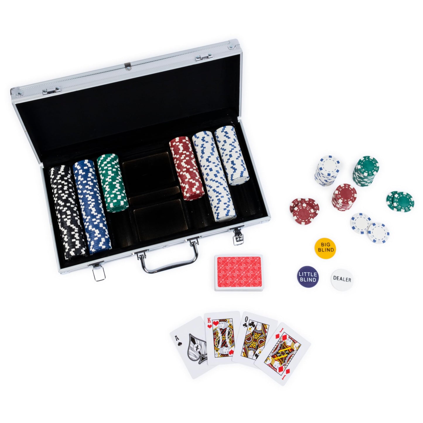 Cardinal Classics, 300-Piece Poker Set with Aluminum Carrying Case & Professional Weight Chips Plus 5 Poker Dice, Casino Game for Adults and Kids Ages 8 and up - amzGamess