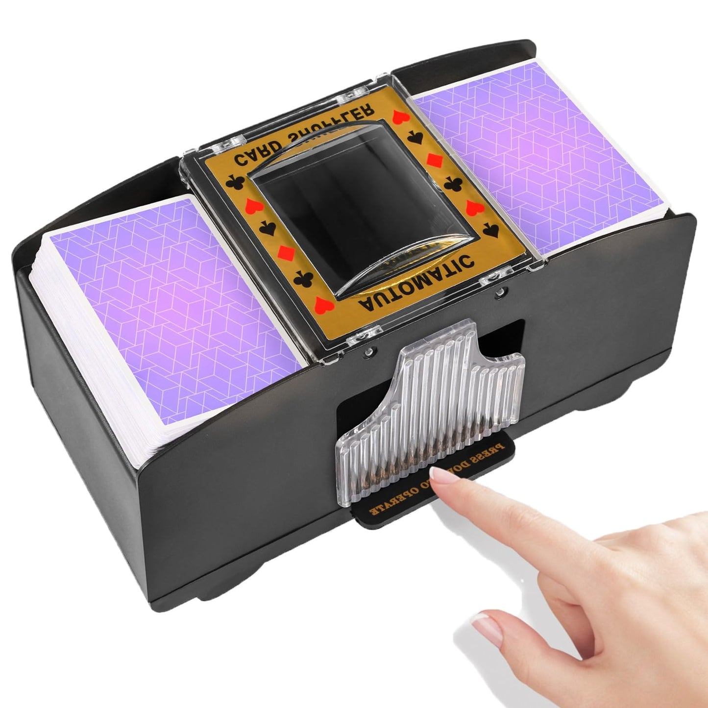 FEIERYA Automatic Card Shuffler 2 Deck,Battery-Operated Electric UNO Poker Shuffler,Playing Card Shuffler for Home Card Game,Travel