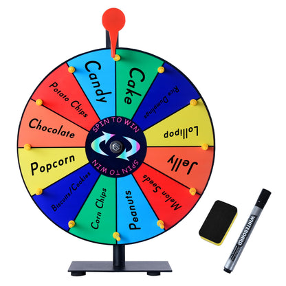 LRMBKM 12 Slots Prize Wheel,12 Inch Prize Wheel Spinner with Stand and Heavy Duty Base,Spinning Wheel for Prizes,Spin The Wheel for Fortune Spinning Game Carnival & Engaging Home Parties,Tradeshow.