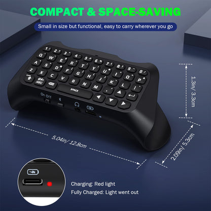 MoKo Keyboard for PS5 Controller with Green Backlight, Bluetooth Wireless Mini Keypad Chatpad for Playstation 5, Built-in Speaker & 3.5mm Audio Jack for PS5 Controller Accessories - amzGamess