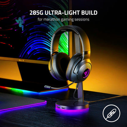 Razer Kraken V3 X Wired USB Gaming Headset: Lightweight Build - Triforce 40mm Drivers - HyperClear Cardioid Mic - 7.1 Surround Sound - Chroma RGB Lighting - Black - amzGamess