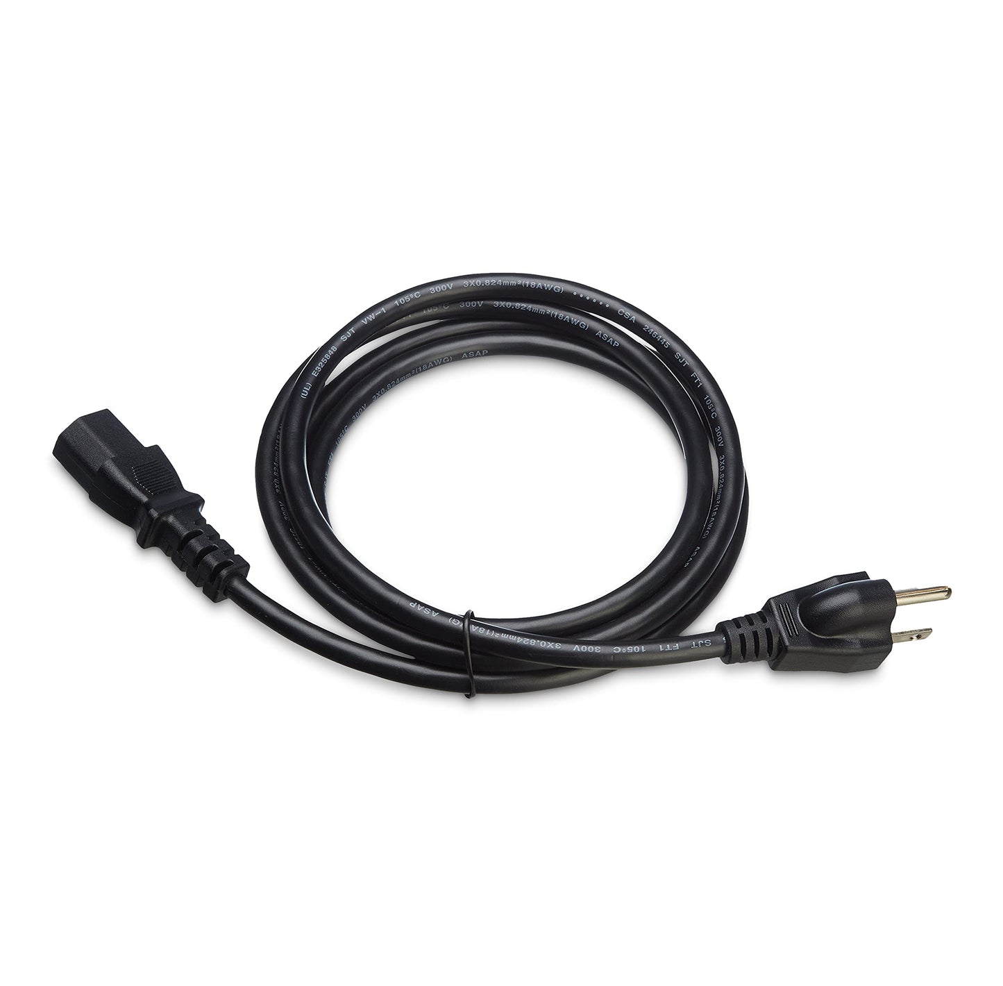 Amazon Basics Computer Monitor TV Replacement Power Cord, 6', Black