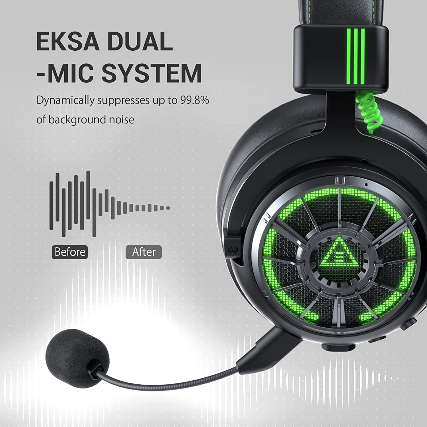 EKSA StarEngine Pro PC Gaming Headset - 7.1 Surround Sound for PS4 PS5 Xbox, AI Intelligent Noise Cancelling Microphone, Dual Chamber Driver, Game/Muisc Mode, Wired Headphones for Xbox one, Computer - amzGamess