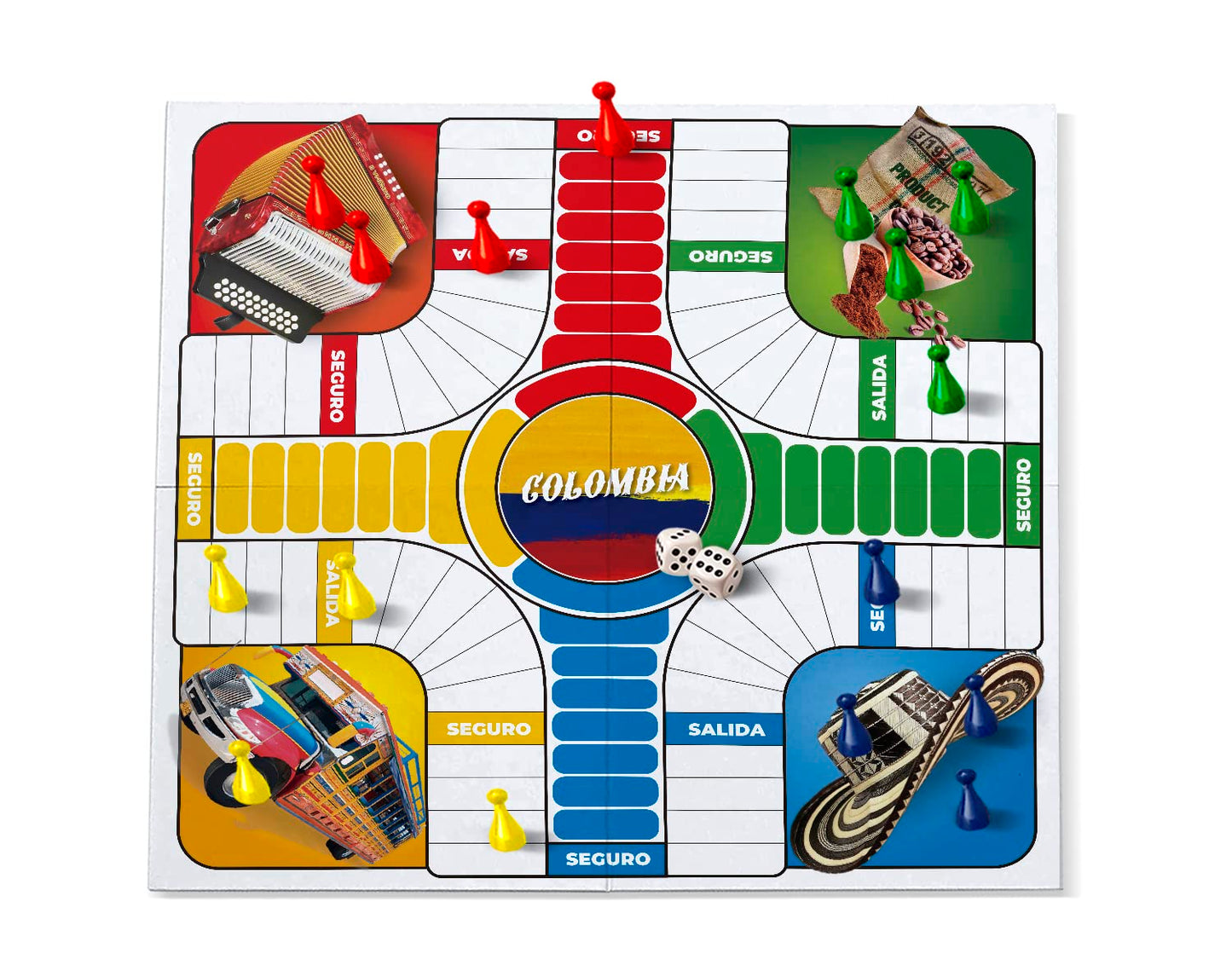 Tablero De Parques Colombiano, Colombian Parques Board Game, Parcheesi Board Game, Juegos De Mesa para Adultos, Productos Colombianos, Colombia, Parques Colombiano, Regalo para un Colombiano