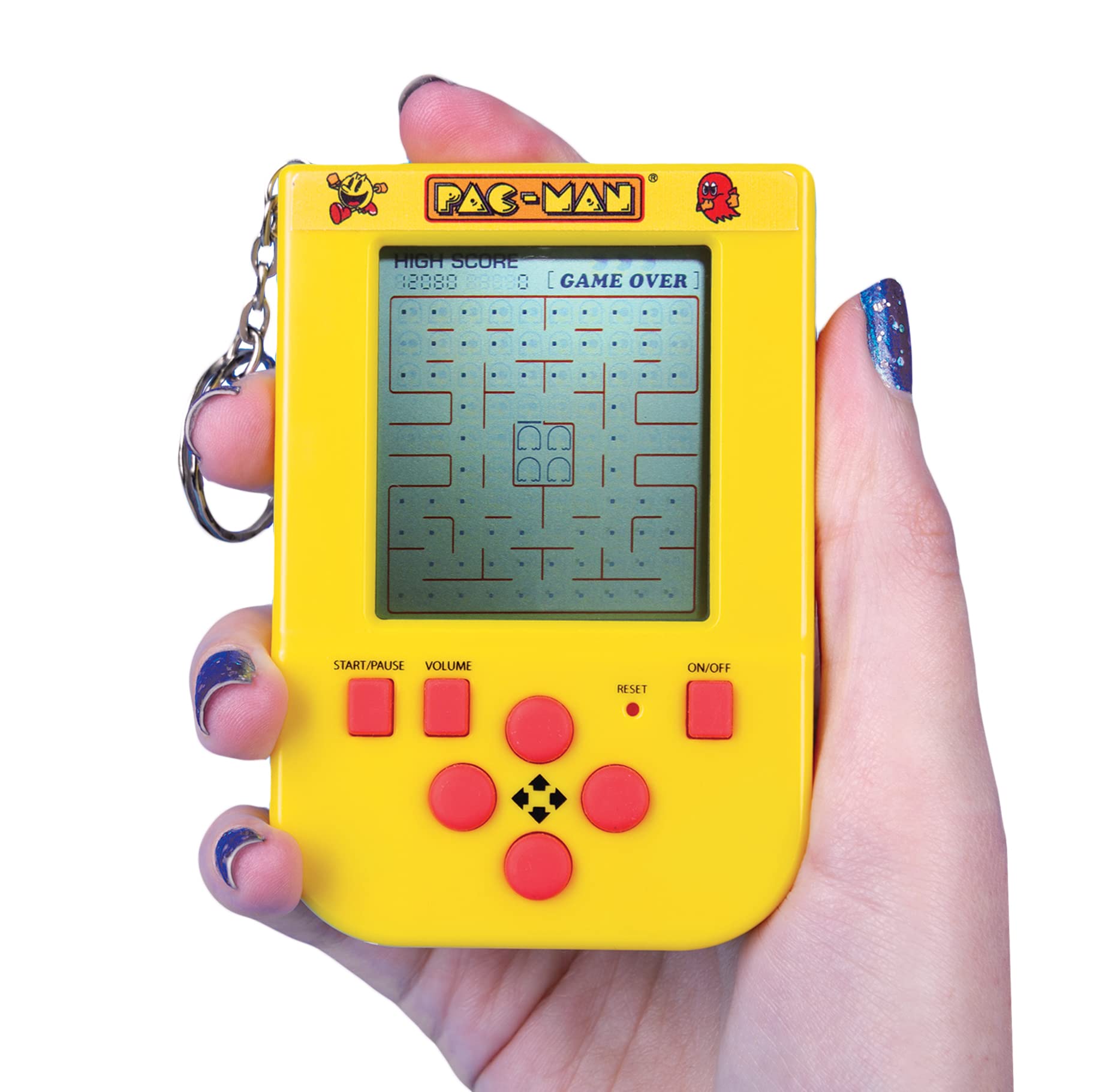 Pac-Man Keyring Arcade Game - Classic Retro PAC-Man Gameplay. Includes Original Sounds & Black & White Screen. Officially Licensed PAC-Man Merchandise from Fizz Creations. - amzGamess