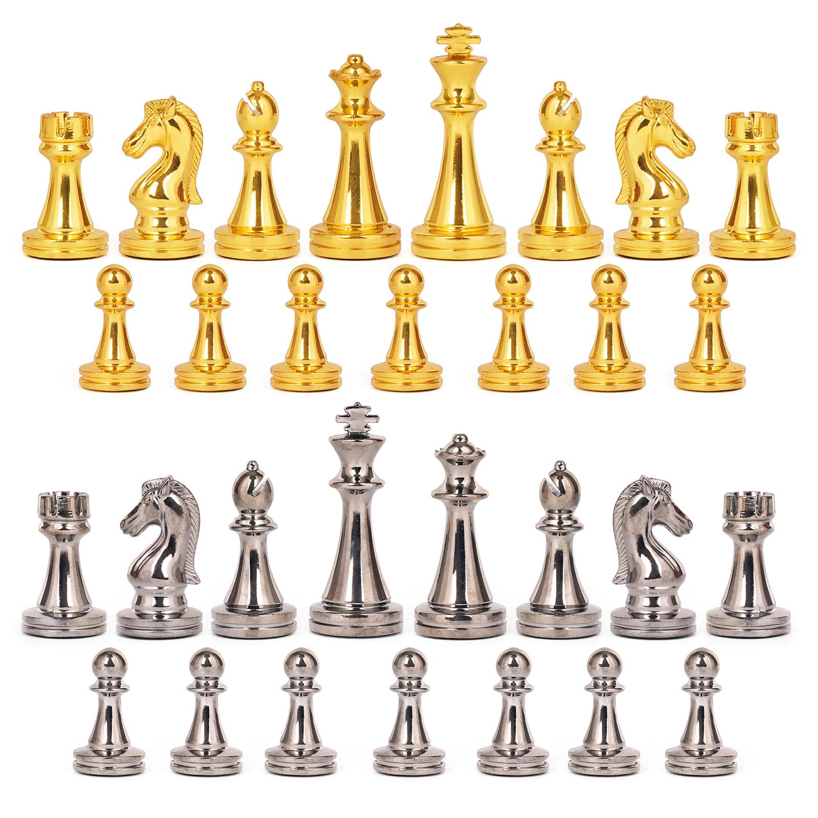 Metal Chess Set for Adults and Kids – Marbling Chess Board with Chess Pieces – Travel Chess Sets with Extra Queens with zinc Alloy Metal Pieces – Ideal for Beginners and Professional Players - amzGamess