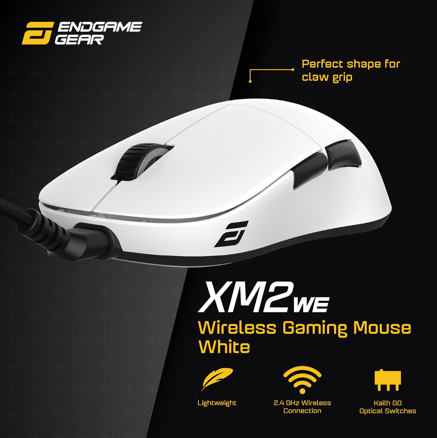 ENDGAME GEAR XM2we Wireless Gaming Mouse, Programmable Mouse with 5 Buttons and 19,000 DPI, White - amzGamess