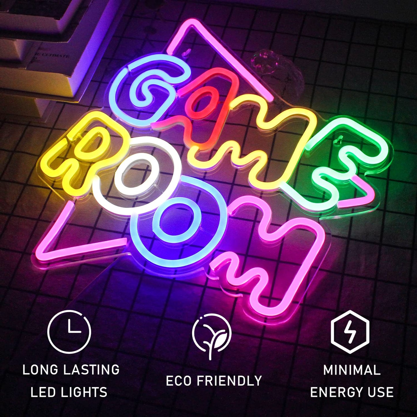 Gamerneon Game Room Large Neon Signs 13.2"x14" Colorful LED ,USB Neon Lights for Game Zone Party Decor Bedroom Gaming Wall Lightup Signs - amzGamess