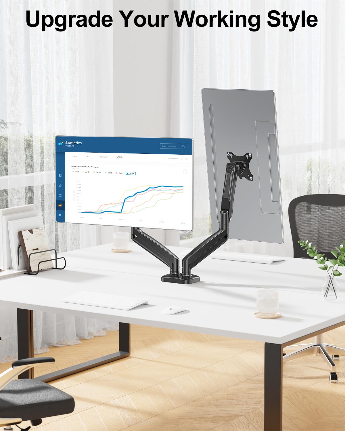 MOUNT PRO Dual Monitor Mount Fits 13 to 32 Inch Computer Screen, Height Adjustable Monitor Stand for 2 Monitors, Gas Spring Monitor Arm Holds up to 17. 6lbs Each, Monitor Desk VESA Mount, Black