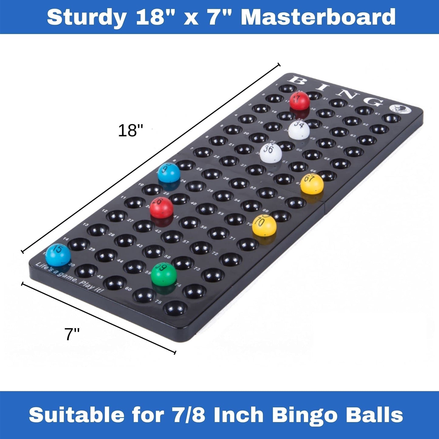 MR CHIPS 11" (Inch) Tall Professional Bingo Set with Steel Bingo Cage, Everlasting 7/8” Bingo Balls, Master Board for Bingo Balls - Mysterious Black Color