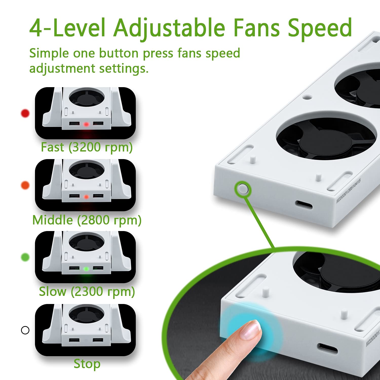 Mcbazel Vertical Stand with Cooling Fan for Xbox Series S, Romovable Cooler System with Extra 2 USB Ports for Xbox Series S Console - White (NOT for Xbox Series X/Xbox One S) - amzGamess