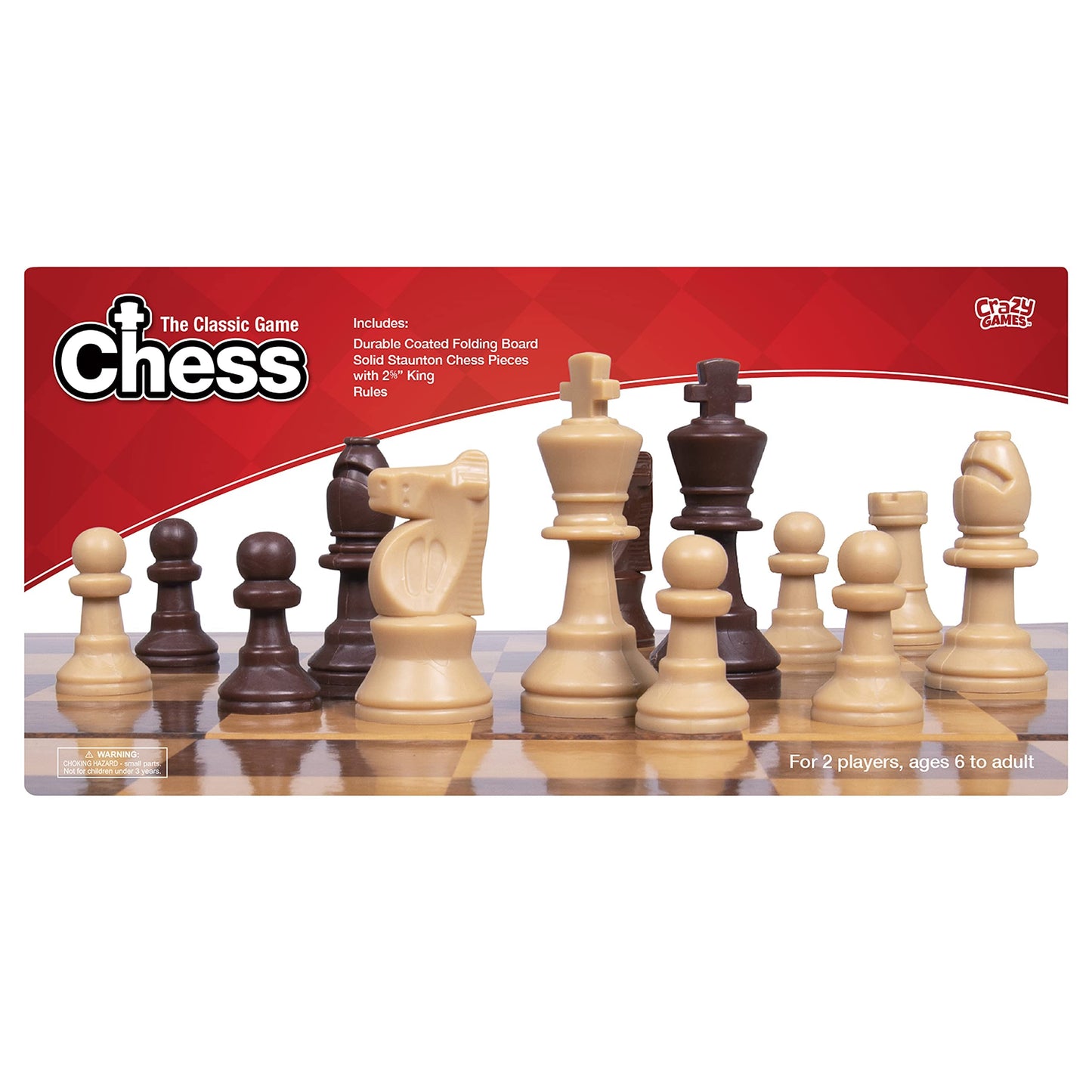 Crazy Games Plastic Chess Set: Premium Quality, Foldable Board with Staunton Pieces - Perfect for Travel, Kids and Adults, Suitable for Indoor & Outdoor