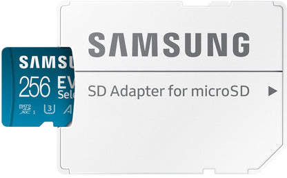 SAMSUNG EVO Select Micro SD-Memory-Card + Adapter, 256GB microSDXC 130MB/s Full HD & 4K UHD, UHS-I, U3, A2, V30, Expanded Storage for Android Smartphones, Tablets, Nintendo-Switch (MB-ME256KA/AM)