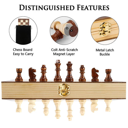 Chess Set-BoardGame-Wooden Chess Set - Magnetic Chess Pieces - Foldable Chess Board- Lettered Board Game Set · Chess Set for Adults and Kids