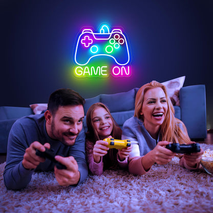 Basaneon Gamer Neon Sign Gamepad Shaped Led Neon Gaming Signs for Boys Room, Dimmable Led Game Controller Neon Sign USB Powered Colorful Led Gamer Sign Large Gamer Lights for Bedroom, Gamer Gift