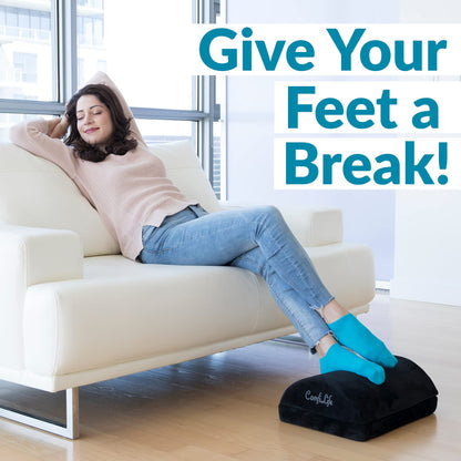 ComfiLife Ergonomic Under Desk Foot Rest for Office Use – Adjustable Height Memory Foam Foot Stool Under Desk for Office Chair & Gaming Chair – for Back & Hip Pain Relief (Black) - amzGamess