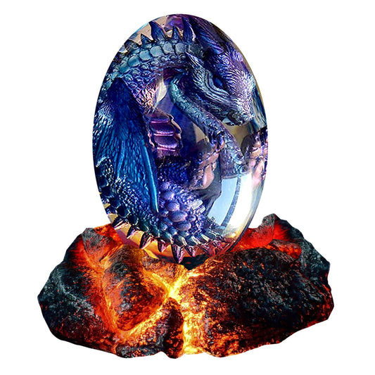 ACOCOFE Dragons Egg, Lava Dragon Egg with Luminous Base, Handmade Sculpture Dragon Eggs Resin Ornaments, Gift for The Holidays, Christmas, Birthdays, Graduation, Back to School (Purple with Base) - amzGamess