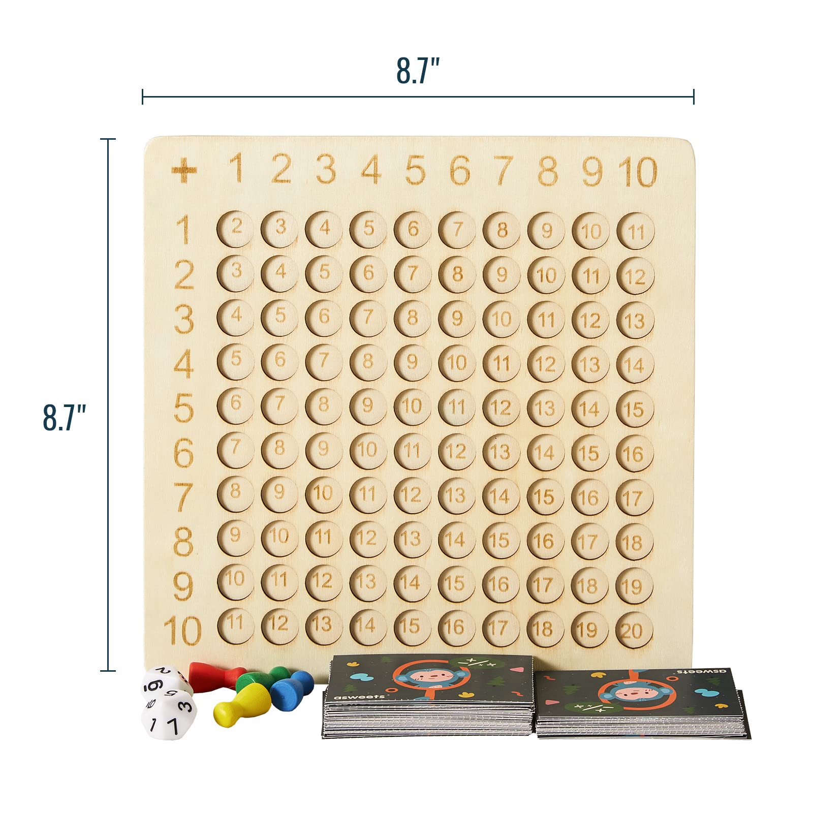 Asweets 2 in 1 Wooden Montessori Multiplication Addition Board Game Montessori Toy Educational Math Table Board Game Double-Sided Boards for Toddlers and Preschool Gifts for Kids - amzGamess