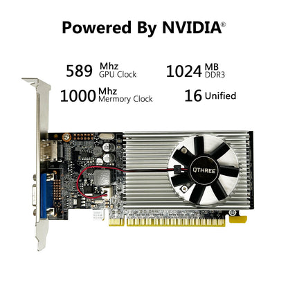 QTHREE Geforce 210 1024 MB DDR3 Graphics Card,64 Bit,VGA,HDMI,Low Profile Computer GPU,PC Video Card,PCI Express 2.0x16,Low Power,Plug and Play - amzGamess