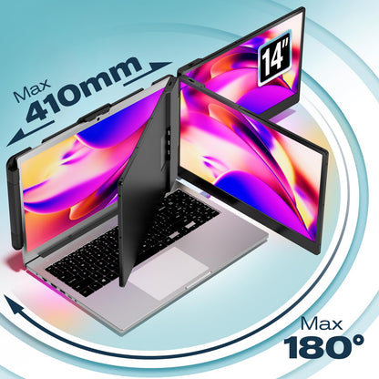 Teamgee Laptop Screen Extender, 14" FHD 1080P IPS Portable Monitor for Laptop, Built-in Stand/Speaker, Dual Screen Monitor for 13"-17" Laptops, Plug & Play Suitable for Mac, Wins, Android, Dex