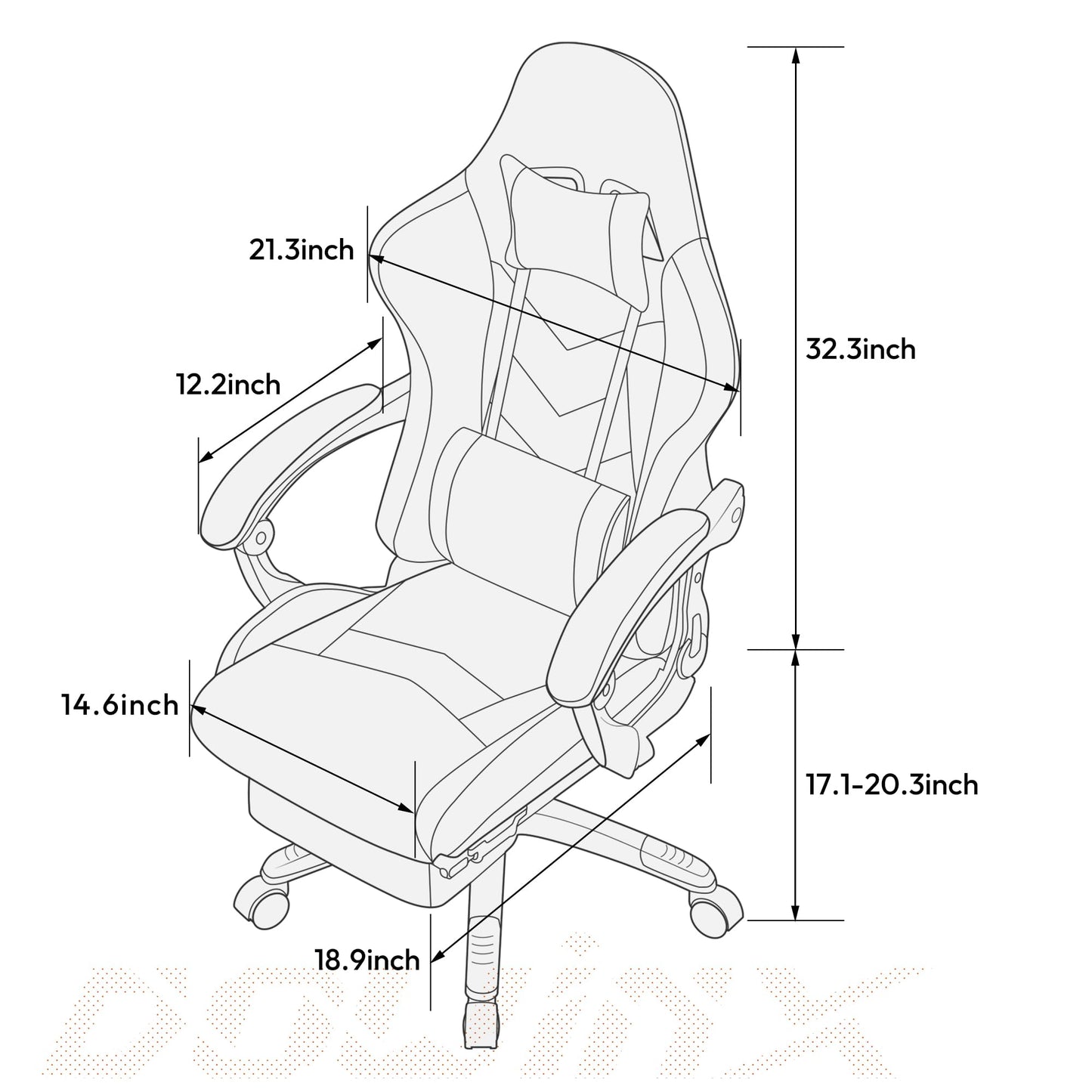 Dowinx Gaming Chair Ergonomic Racing Style Recliner with Massage Lumbar Support, Office Armchair for Computer PU Leather E-Sports Gamer Chairs with Retractable Footrest (Black&Orange)