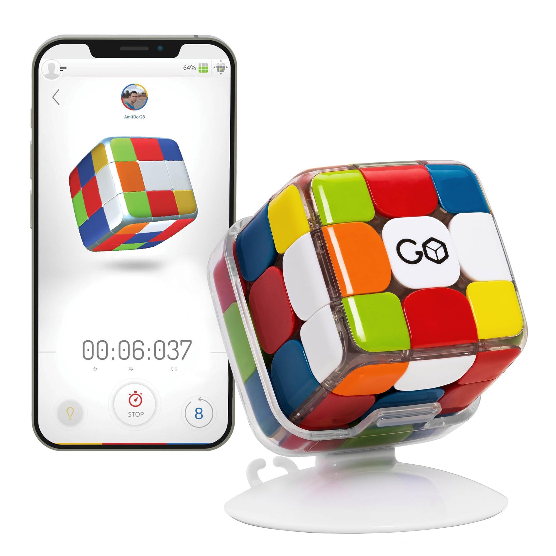 GoCube Bluetooth Connected 3x3 Smart Cube | Learn To Solve the Cube in 1 Hour | Free App with Lessons, Games, Competitions for Kids and Adults | Stickerless Magnetic Speed Interactive Cube STEM Puzzle - amzGamess