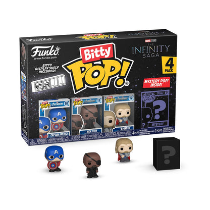 Funko Bitty Pop! Marvel Mini Collectible Toys 4-Pack - Captain America, Nick Fury, Thor & Mystery Chase Figure (Styles May Vary) - amzGamess