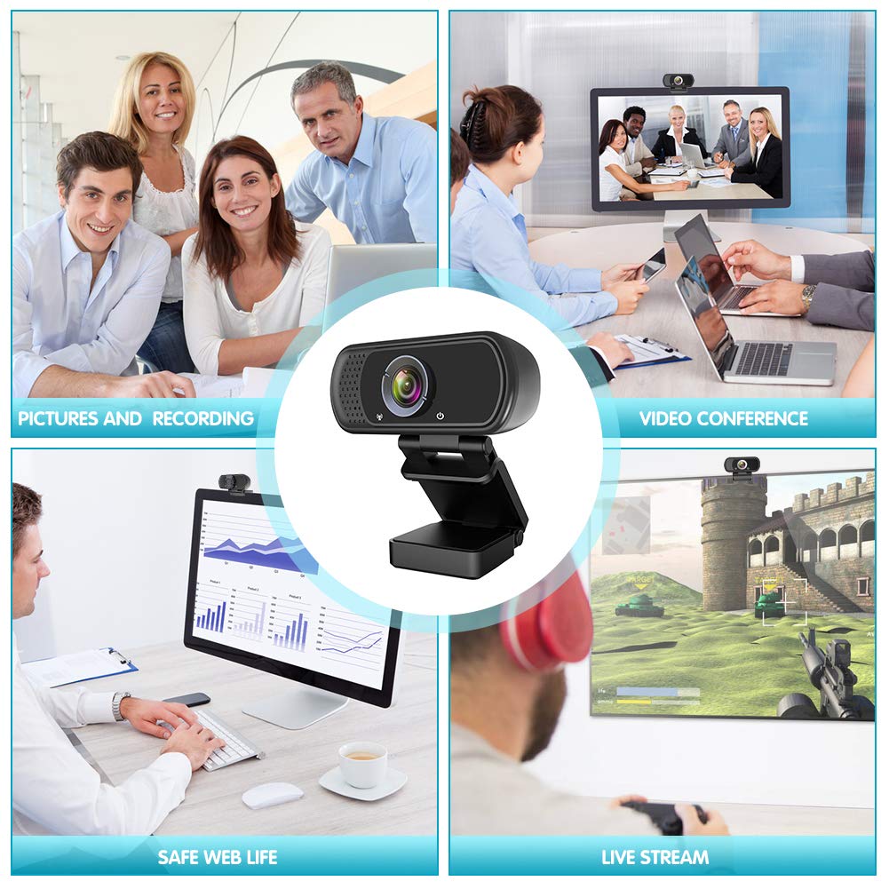 Webcam HD 1080p ,Live Streaming Web Camera with Stereo Microphone, PC Desktop or Laptop USB Webcam with 110 Degree View Angle, HD Webcam for Video Calling, Recording, Conferencing, Streaming, Gaming - amzGamess