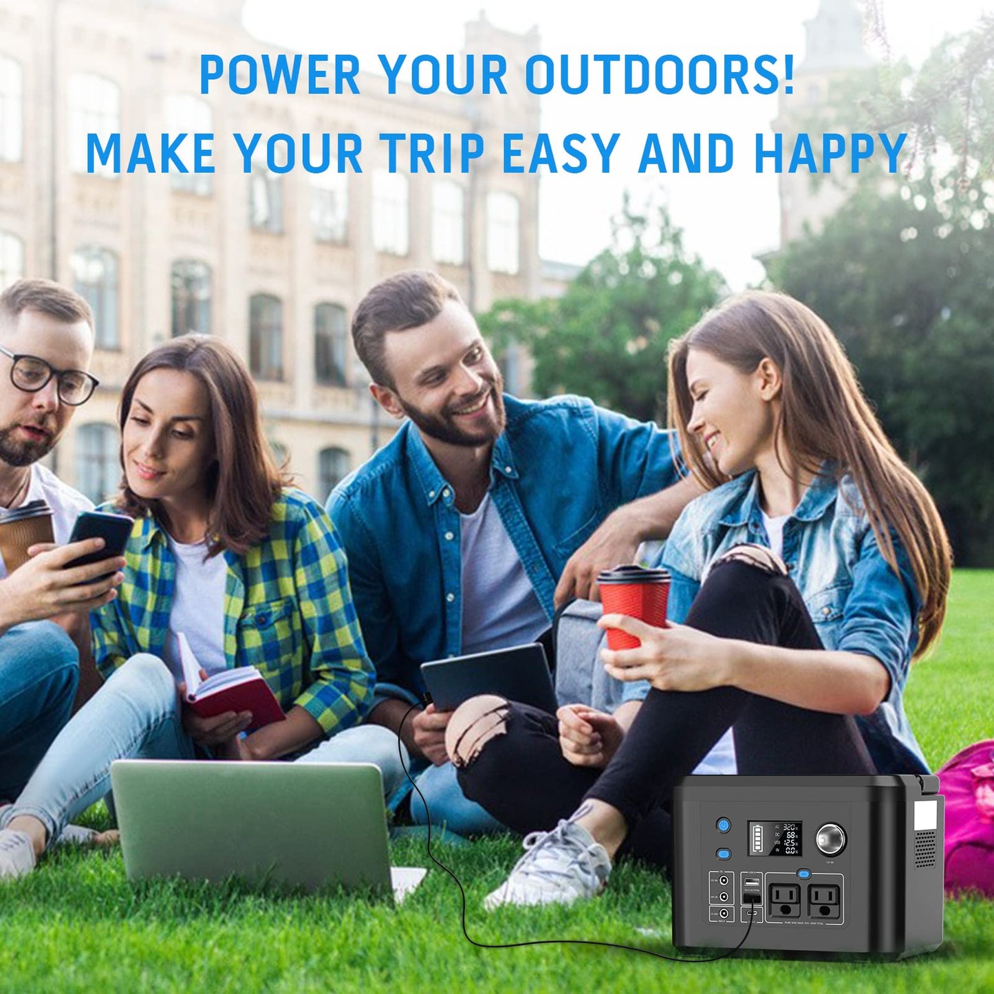 Portable Power Station 350W, Powkey 260Wh/70,000mAh Backup Lithium Battery, 110V Pure Sine Wave Power Bank with 2 AC Outlets, Portable Generator for Outdoors Camping Travel Hunting Emergency