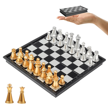 Mini Travel Chess Set Magnetic Vikutu 5.11 Inches Portable Small Chess Board Folding Pocket Games