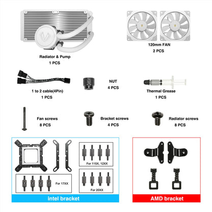 Vetroo V240 White Liquid CPU Cooler 240mm Addressable RGB & PWM Pump & Fans 250W TDP AIO Water Cooler w/Controller Hub for Intel LGA 1700/1200/115X AMD AM5/AM4 for Gaming Console