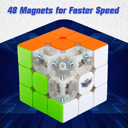 D-FantiX Magnetic Speed Cube 3x3x3, Cyclone Boys Professional Stickerless High Speed Cube, Magnet Magic Cube Puzzle Toy for Kids and Adults, Solving Brain Teaser Gift Idea - amzGamess