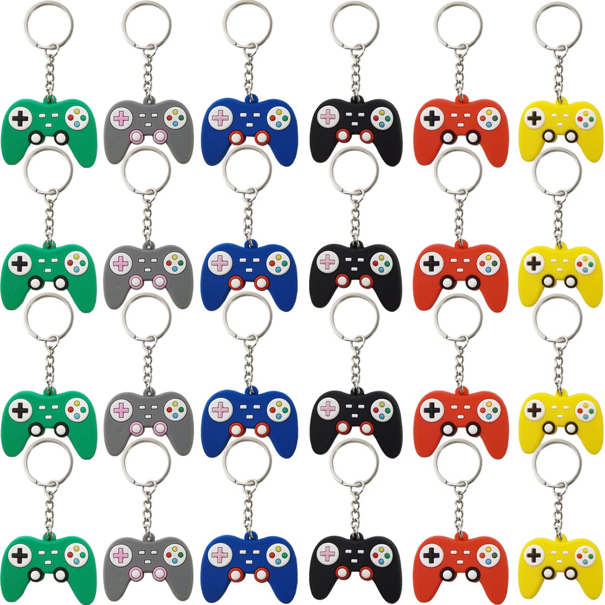 NSBELL 24PCS Video Game Controller Keychains in 6 Colors Video Game Party Controller Handle Key Ring Game Controller Keychain for Video Game Party Favors Birthday Baby Shower - amzGamess