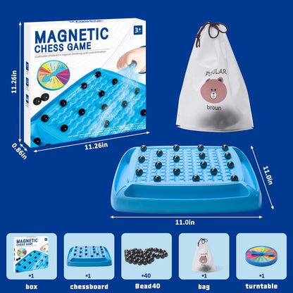 2024 New Magnetic Chess Game,Magnetic Chess Fun Family Games for Kids and Adults,Magnet Chess Game with 40Pcs Magnetic Stones,Table Top Magnetic Board Game,2-4 Players