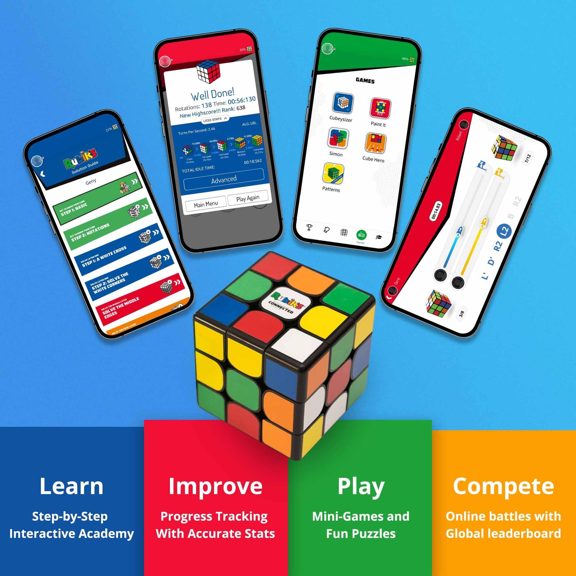 The Original Rubik’s Connected - Smart Digital Electronic Rubik’s Cube That Allows You to Compete with Friends & Cubers Across The Globe. App-Enabled STEM Puzzle That Fits All Ages and Capabilities - amzGamess