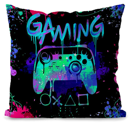 Likjad Gaming Pillow Covers,Gamer Pillow Covers 18x18,Game Room Decor,Gaming Room Decor,Gaming Pillow Cover,Teen Boy Room Decor Game Room Couch,Son Boy Room Decorations for Bedroom (Blue) - amzGamess