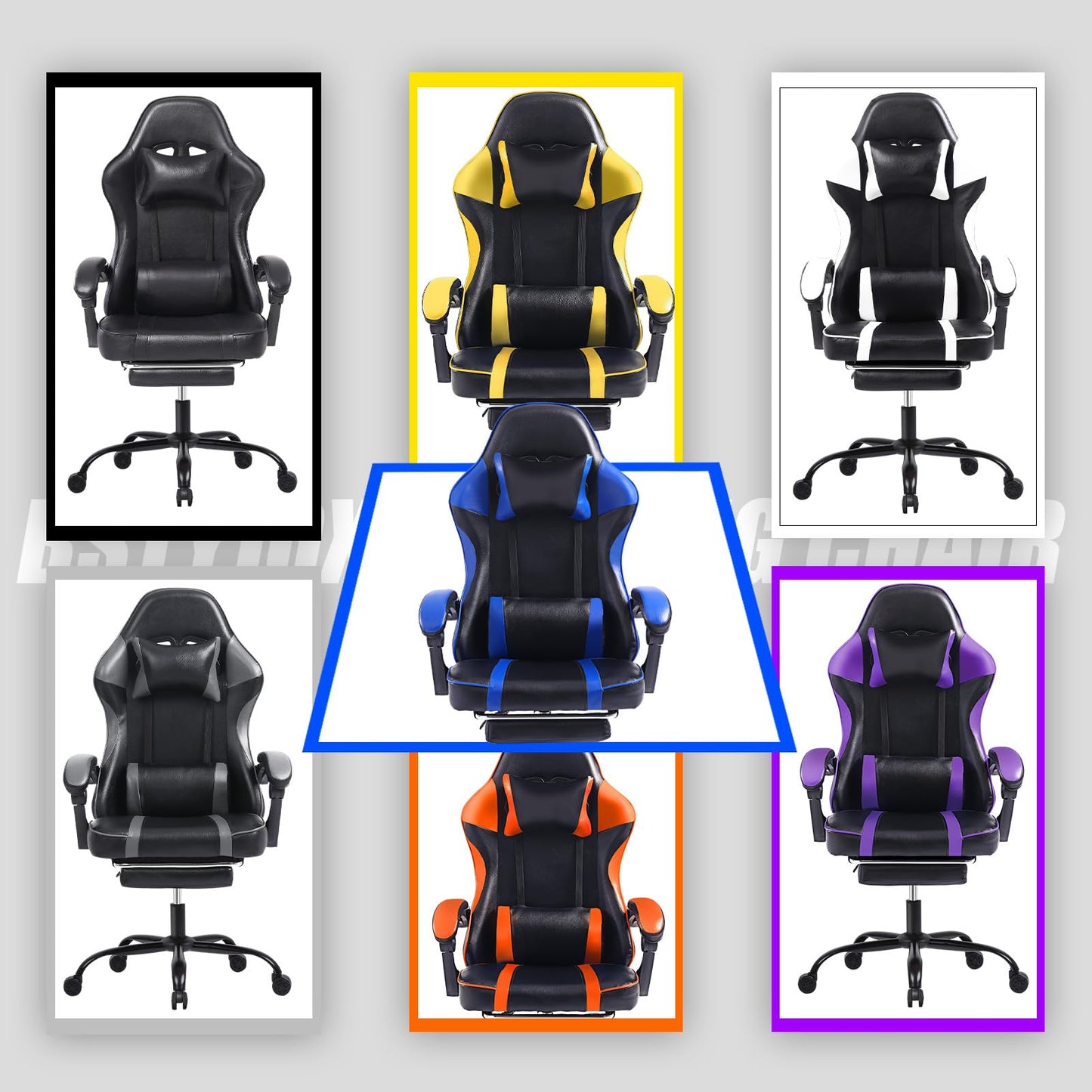 Video Game Chair for Adults, Computer Chair Gaming Chairs for Kids, Adjustable Lumbar Pillow Headrest Office Desk Chair Gamer Chair with Footrest, Purple