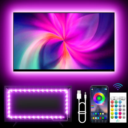 KANTUTOE TV Backlights, 13.1FT LED Lights for 32-65 Inch TV, RGB TV LED Lights Behind, Music Sync Bluetooth APP and Remote Control TV LED Strip Lights USB Powered for Gaming/Bedroom - amzGamess